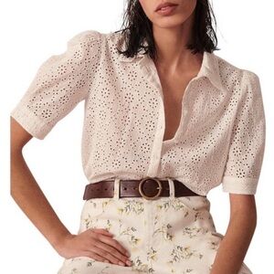Ba&sh | Sparro white puff sleeve Eyelet blouse Womens size XS cotton button down